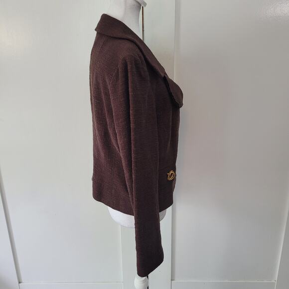 Banana Republic Size 10 Brown Tweed Blazer Retro Preppy Academic Jacket - Picture 3 of 10
